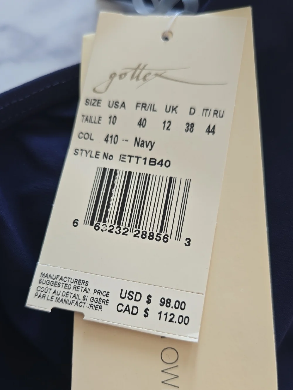 Profile By Gottex Tutti Frutti One Shoulder Ruffle Top Navy Womens Size 10 NWT
